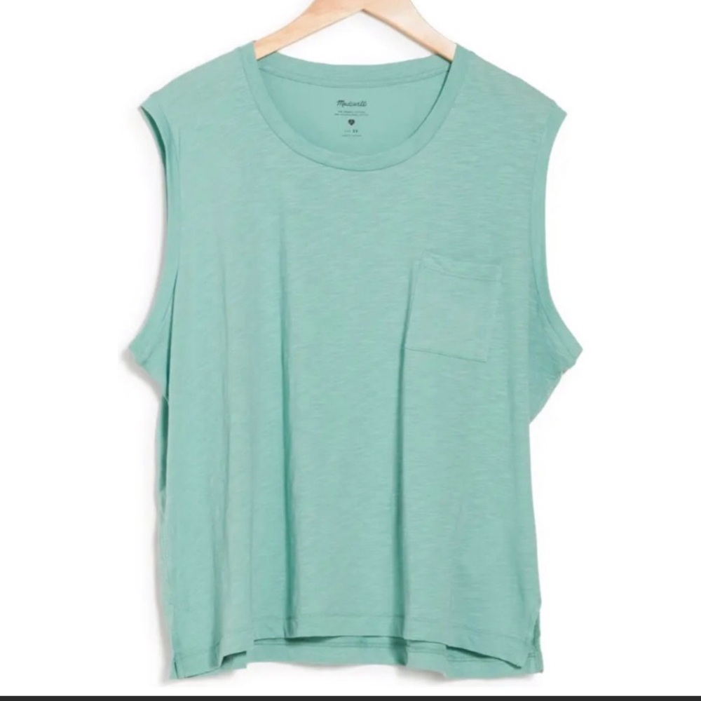 Madewell Whisper Cotton Crewneck Slub Muscle Tank Top in Dusty Fern Size XS